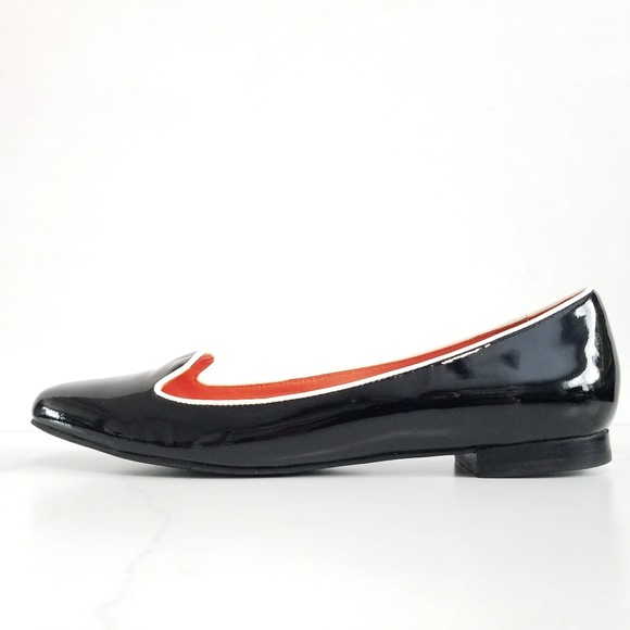 VIA SPIGA EDINA Flats Loafers Black White Patent - Picture 4 of 12